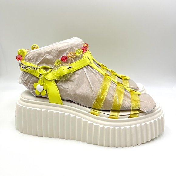 Circus NY Sam Edelman Ester Fisherman Yellow Beaded Platform Sandals Shoes 10M - Picture 1 of 14